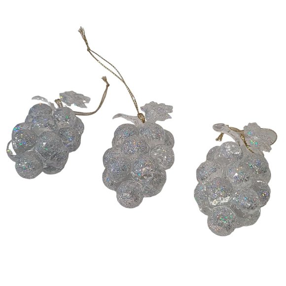 bunch of grape glitter Christmas tree ornaments heavy lot of 3 good quality - Picture 4 of 4